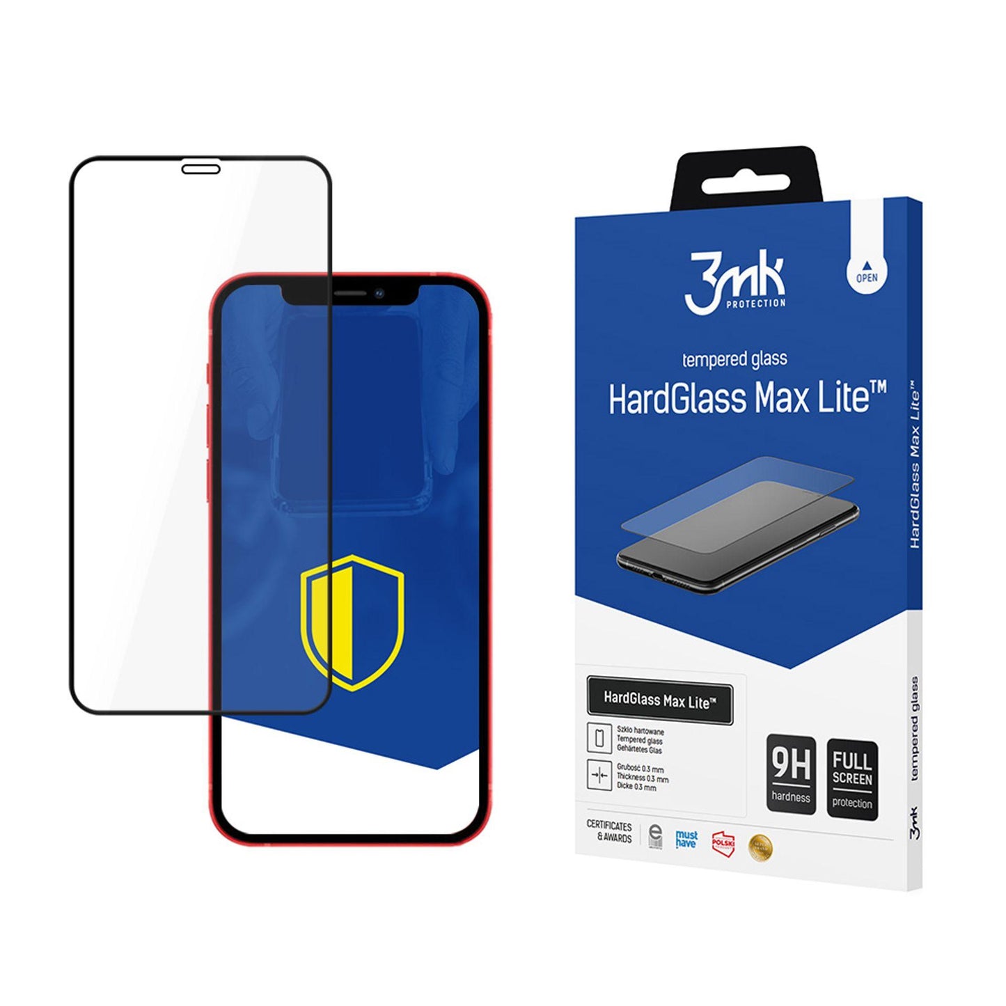 Folija za zaštitu ekrana 3MK HardGlass Max Lite za Apple iPhone 12 mini, Kaljeno staklo, Full Glue, Crna