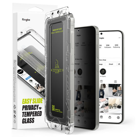 Zaštitna folija za ekran Privacy Ringke Easy Slide za Samsung Galaxy S25 S931 / S24 S921, Kaljeno staklo, Full Glue, Set od 2 komada