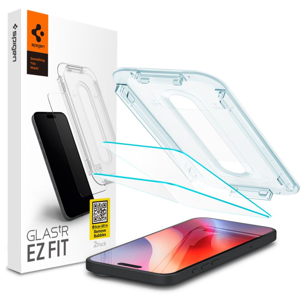 Zaštitna folija za ekran Spigen GlastR EZ FIT za Apple iPhone 17 Pro / 17 / 16 Pro, Kaljeno staklo, Full Glue, Set 2 komada