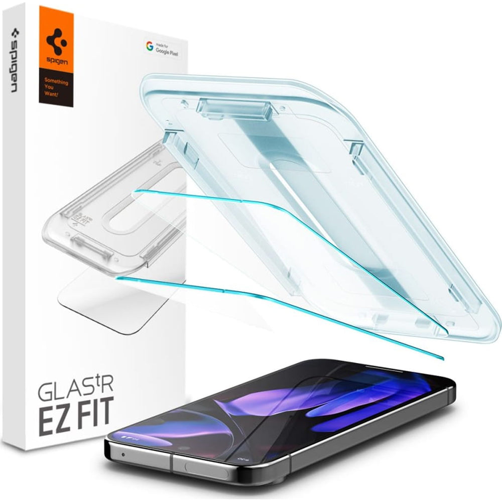 Zaštitna folija za ekran Spigen GlastR EZ FIT za Google Pixel 9 Pro XL, Kaljeno staklo, Full Glue, Set od 2 komada
