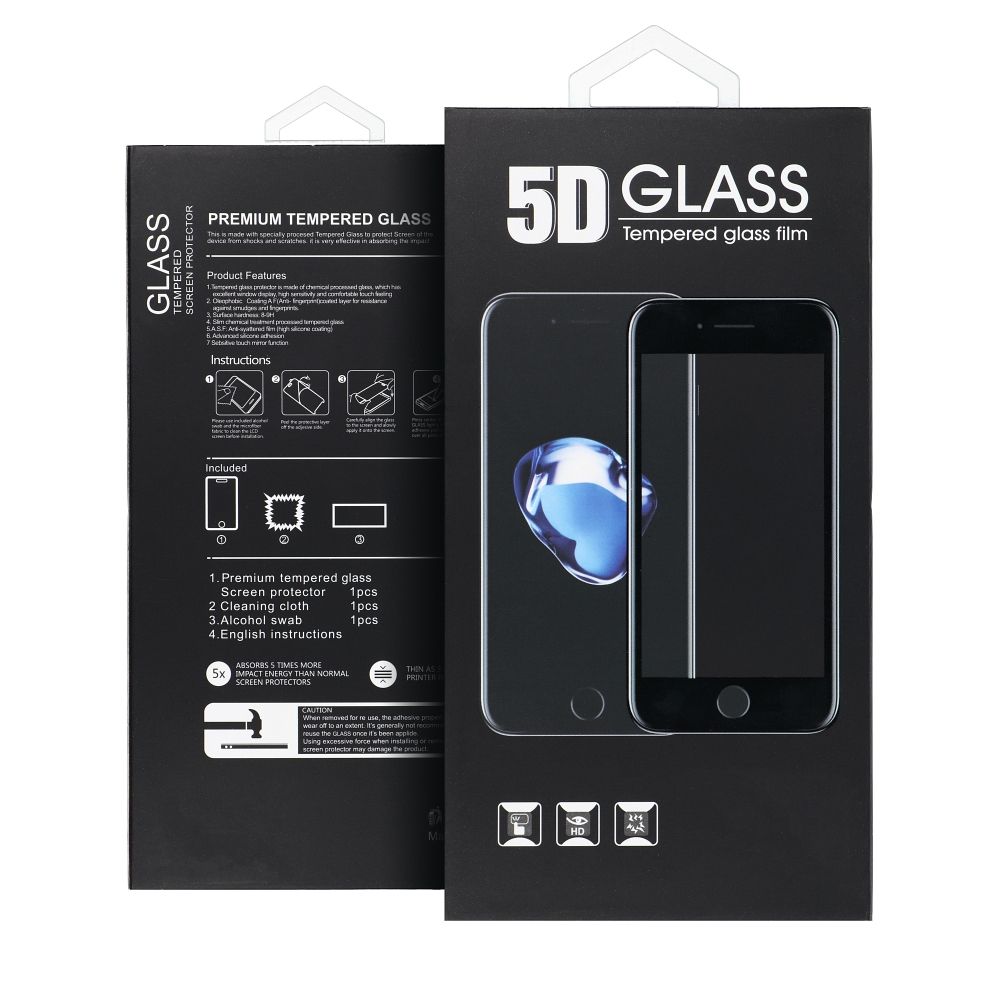 Zaštitna folija za ekran OEM za Samsung Galaxy S25+ S936, Kaljeno staklo, Full Glue, 5D, Crna