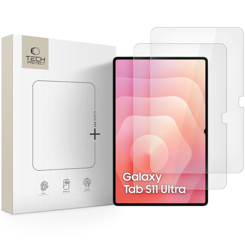 Zaštitna folija za ekran Tech-Protect FIT+ za Samsung Galaxy Tab S11 Ultra / Tab S10 Ultra, Kaljeno staklo, Full Glue, Set 2 komada, 2.5D
