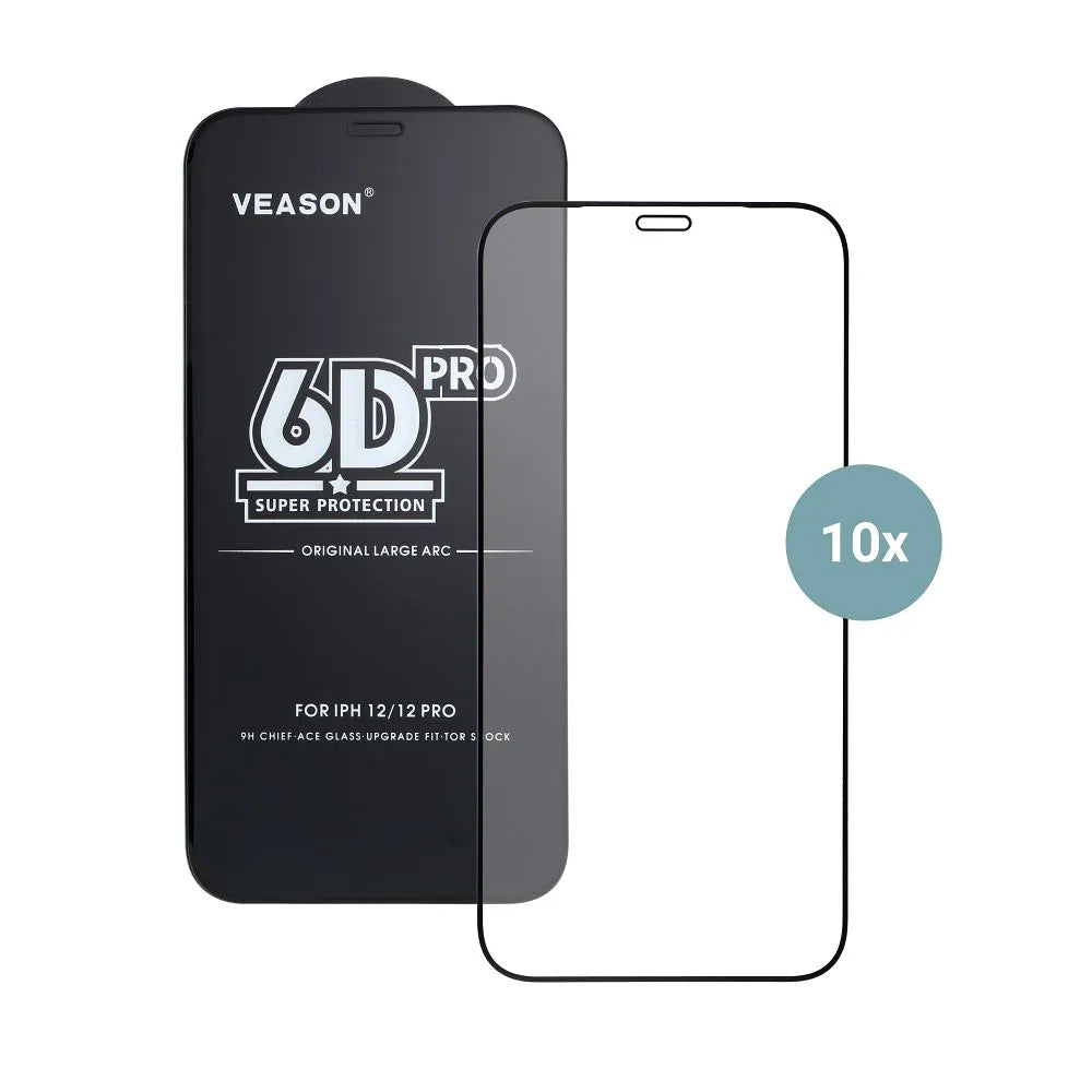 Zaštitna folija za ekran Veason PRO za Apple iPhone 17 Pro Max, Kaljeno staklo, Full Glue, Set od 10 komada, 6D, Crna