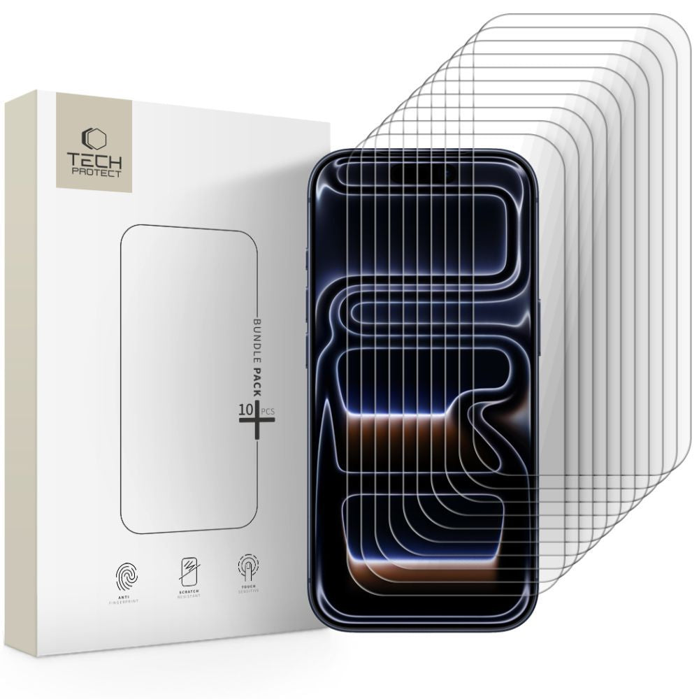 Zaštitna folija za ekran Tech-Protect za Apple iPhone 17 Pro / 17 / 16 Pro, Kaljeno staklo, Full Glue, Set od 10 komada