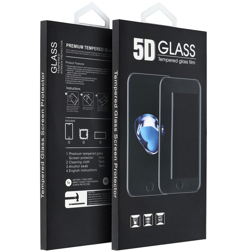 Folija za zaštitu ekrana OEM za Apple iPhone 16 Pro, Kaljeno staklo, Pun lepak, 5D, Crna