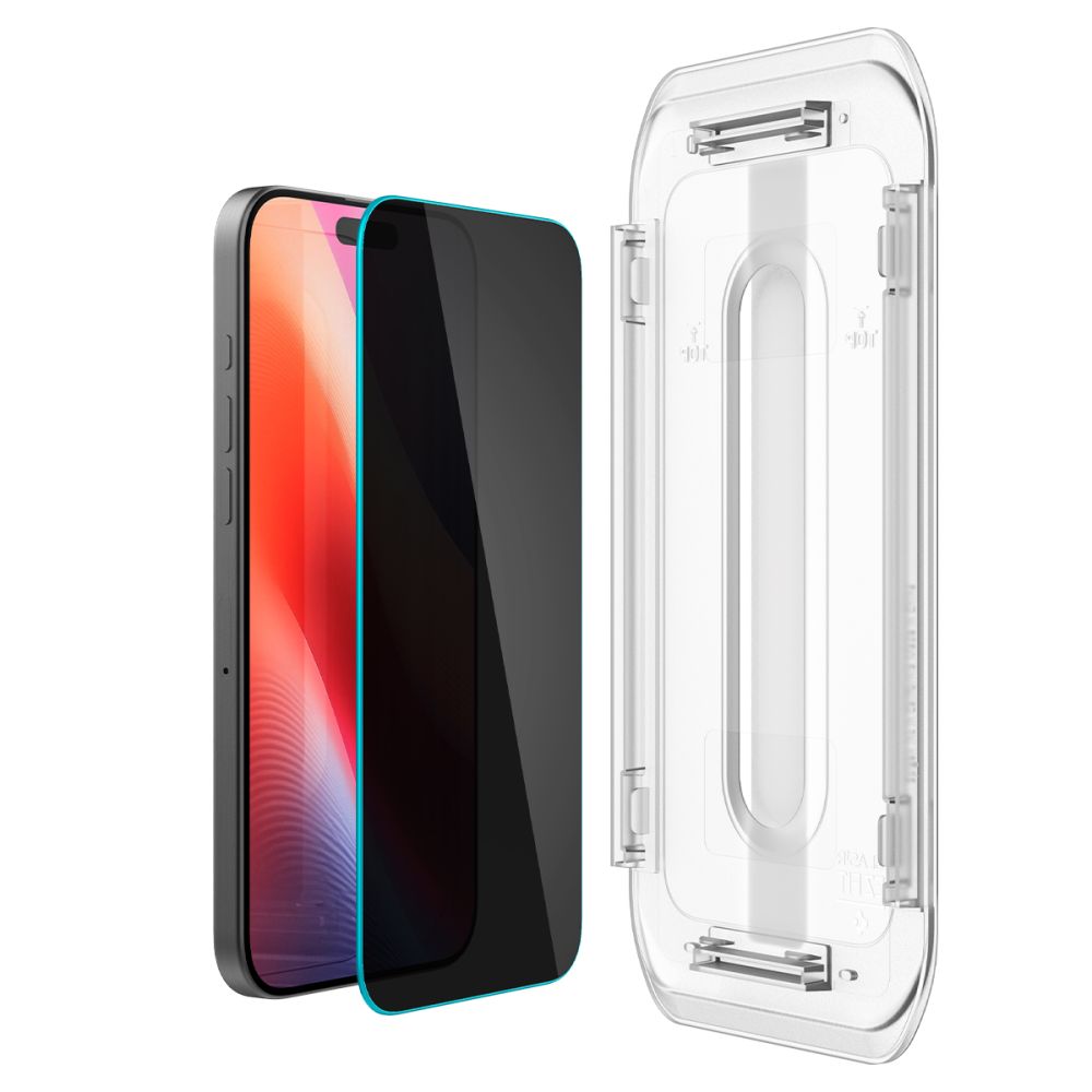 Folija za zaštitu ekrana Privacy Spigen GlastR EZ FIT za Apple iPhone 17 Pro Max / 16 Pro Max, Kaljeno staklo, Full Glue, Set 2 komada AGL07908