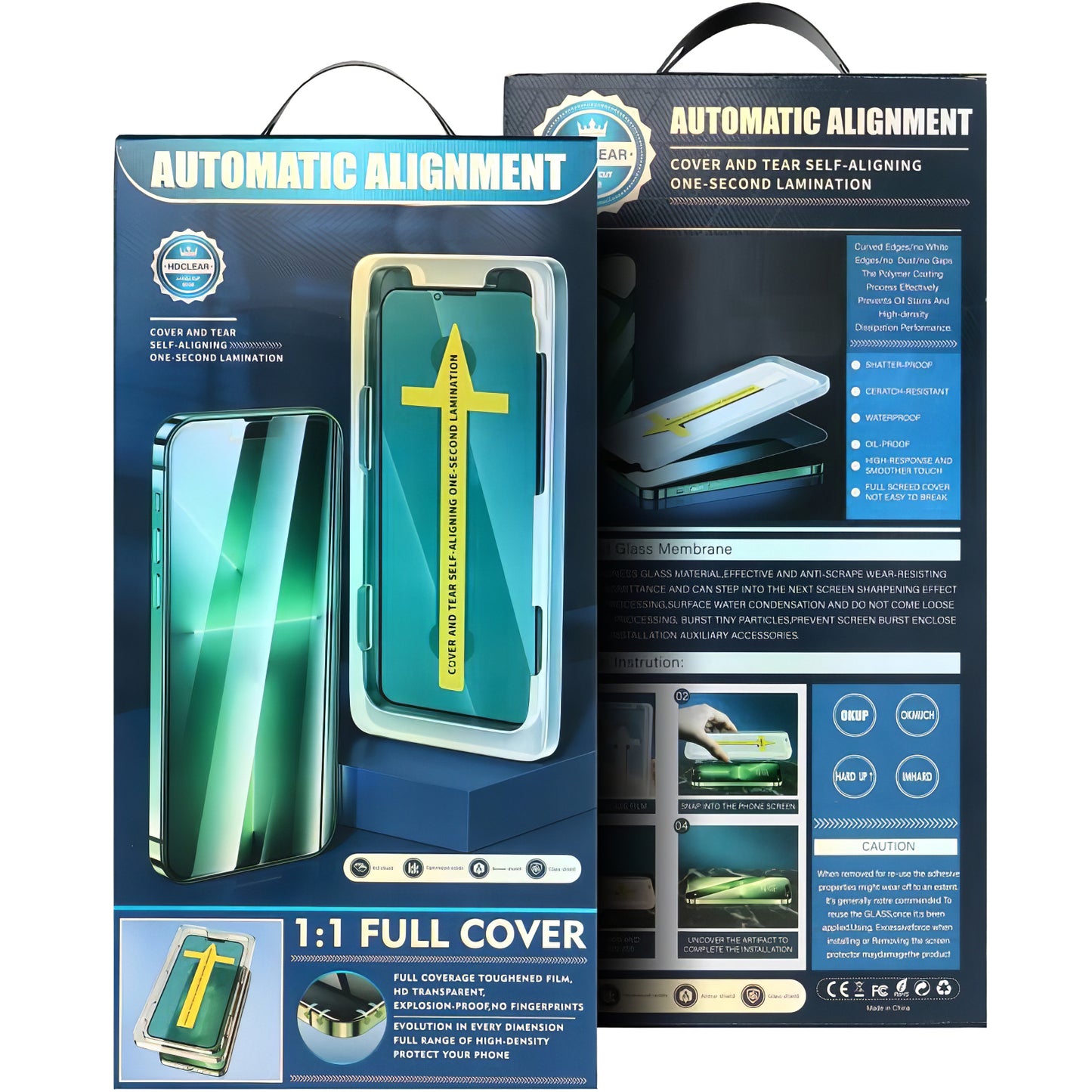 Folija za zaštitu ekrana OEM automatsko poravnanje za Apple iPhone 16, Kaljeno staklo, Pun lepak, 5D, Crna