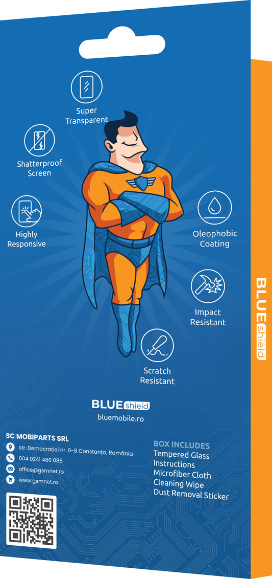 Zaštitna folija za ekran Blue Shield za Honor X9c / Magic7 Lite, Kaljeno staklo, Edge Glue, Kompatibilno sa maskama, Crna