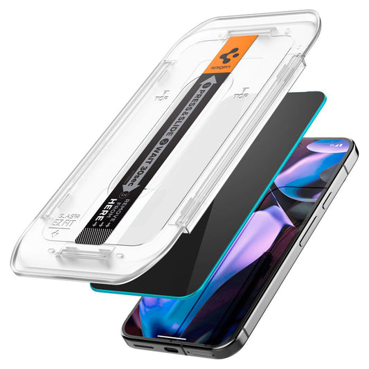 Zaštitna folija za ekran Privacy Spigen GlastR EZ FIT za Google Pixel 9 / 9 Pro, Kaljeno staklo, Full Glue, Set 2 komada