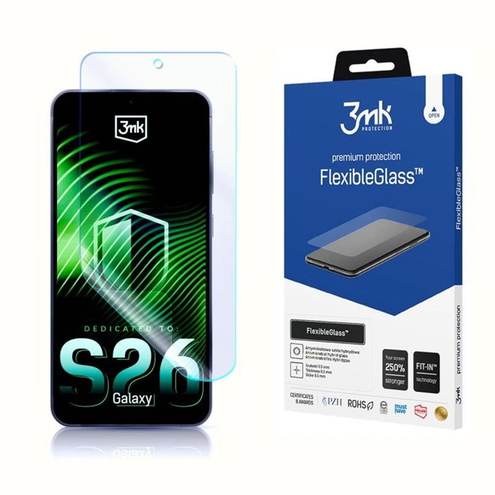 Folija za zaštitu ekrana 3MK FlexibleGlass za Samsung Galaxy S26 S942, Fleksibilno staklo, Full Glue, Providna