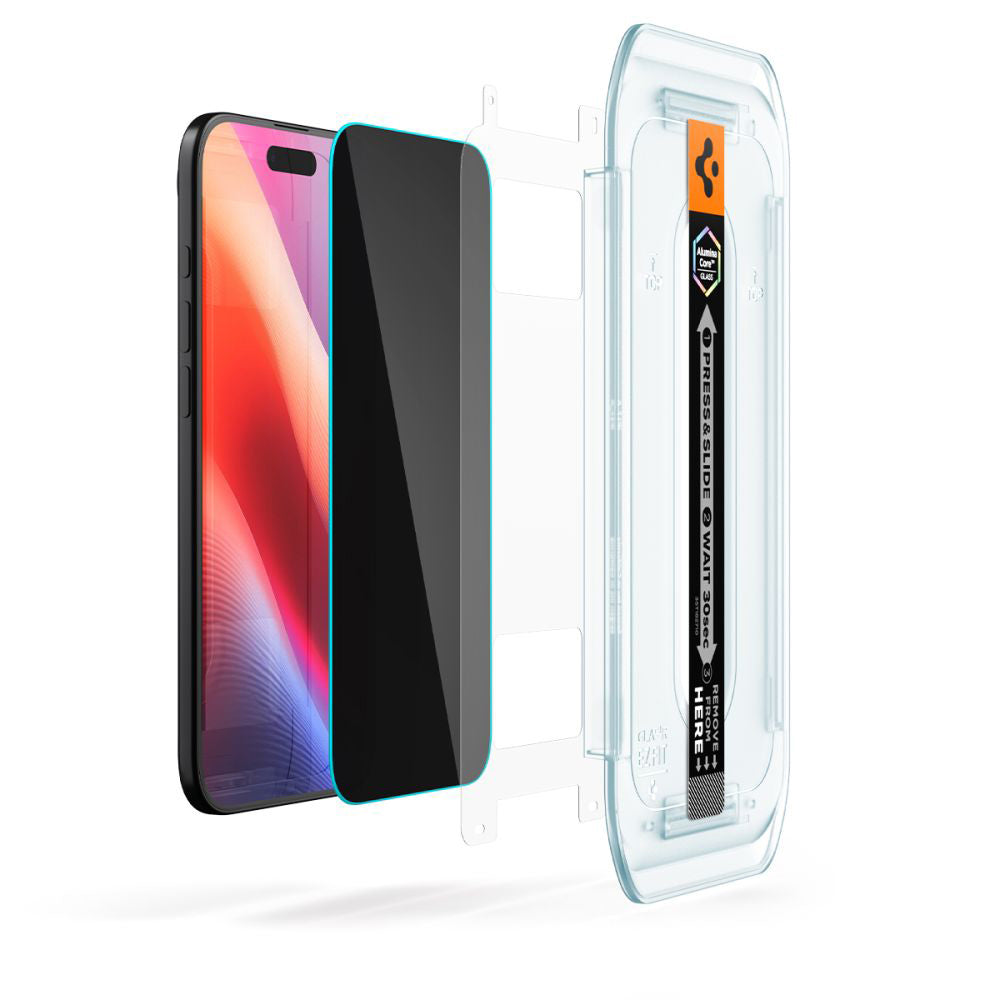 Zaštitna folija za ekran Privacy Spigen GlastR EZ FIT za Apple iPhone 17 Air, Kaljeno staklo, Full Glue, Set 2 komada