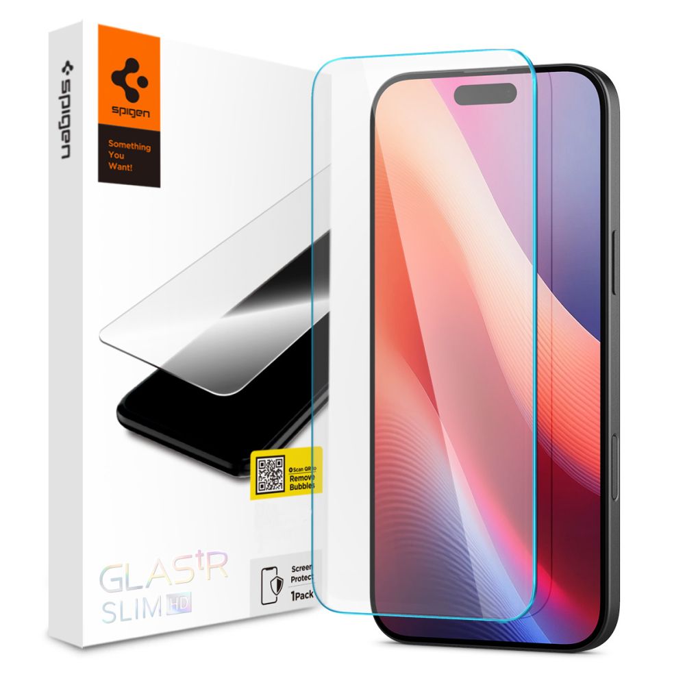 Zaštitna folija za ekran Spigen GlastrR Slim HD za Apple iPhone 16 / 15, Kaljeno staklo, Full Glue, 2.5D AGL06910