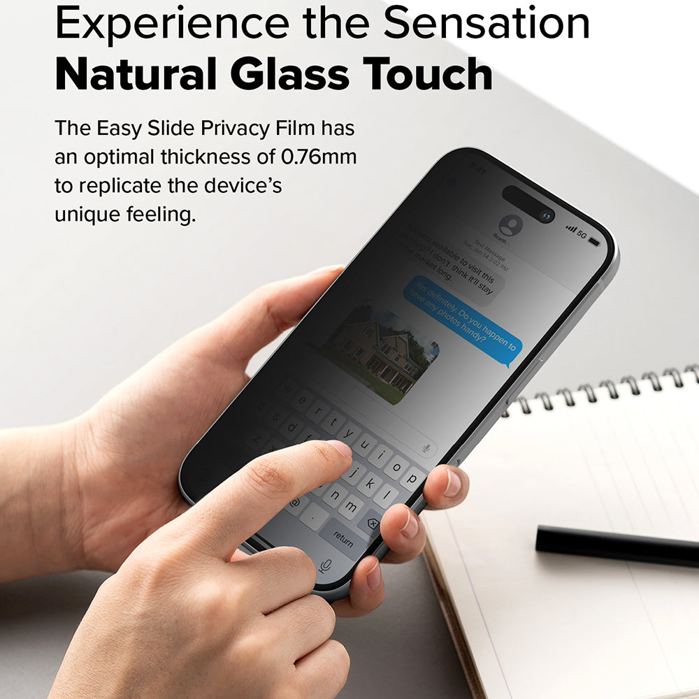 Folija za zaštitu ekrana Privacy Ringke Easy Slide za Apple iPhone 16 Pro Max, Kaljeno staklo, Pun lepak, Set od 2 komada