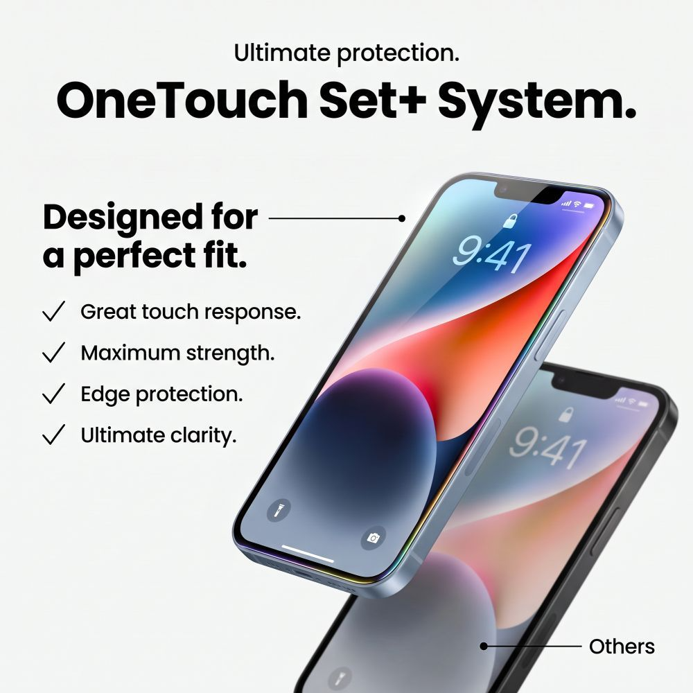 Zaštitna folija za ekran Tech-Protect OneTouch za Apple iPhone 18 Pro / 17 Pro, Kaljeno staklo, Full Glue, Set 2 komada, Providna