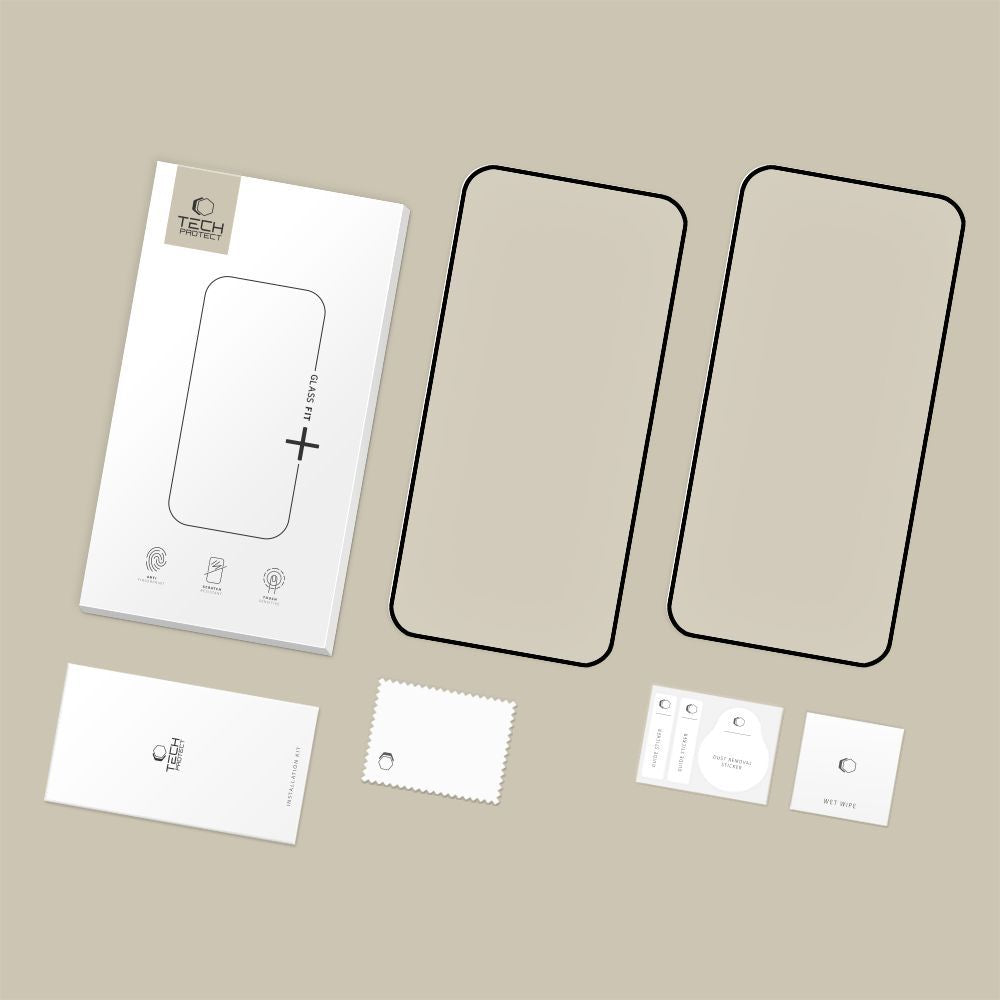 Zaštitna folija za ekran Tech-Protect FIT+ za Xiaomi Redmi Note 15 Pro 5G, Kaljeno staklo, Full Glue, Set 2 komada, 2.5D, Crna