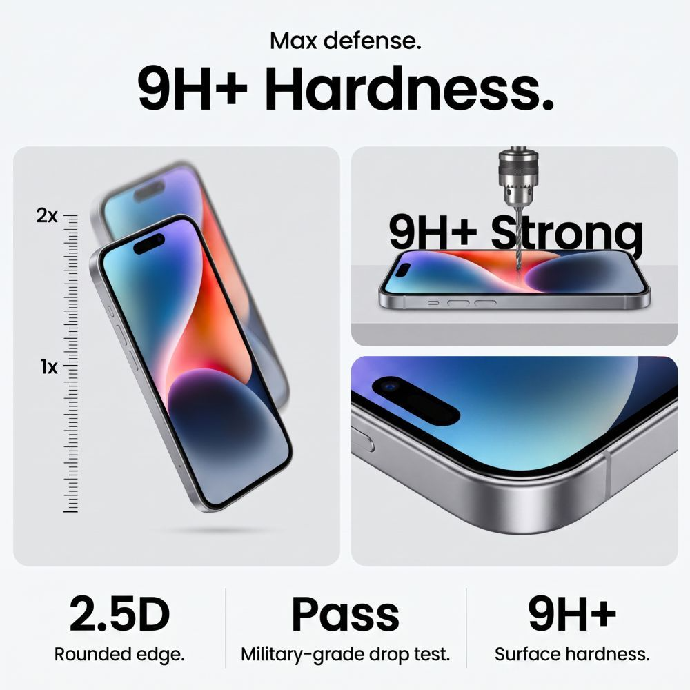 Zaštitna folija za ekran Tech-Protect OneTouch za Apple iPhone 18 Pro / 17 Pro, Kaljeno staklo, Full Glue, Set 2 komada, Providna