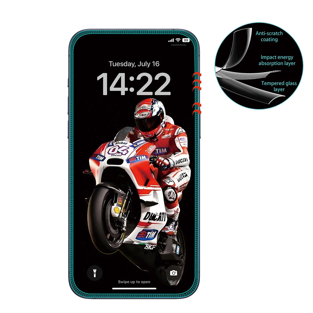 Folija za zaštitu ekrana Anank 5X pojačana protiv pucanja za Apple iPhone 17, Kaljeno staklo, Full Glue, 3D, Crna