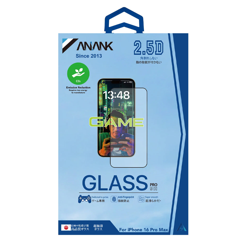 Zaštitna folija za ekran Anank protiv otisaka prstiju za Apple iPhone 15 Pro Max, kaljeno staklo, puna lepak, 2.5D, crna