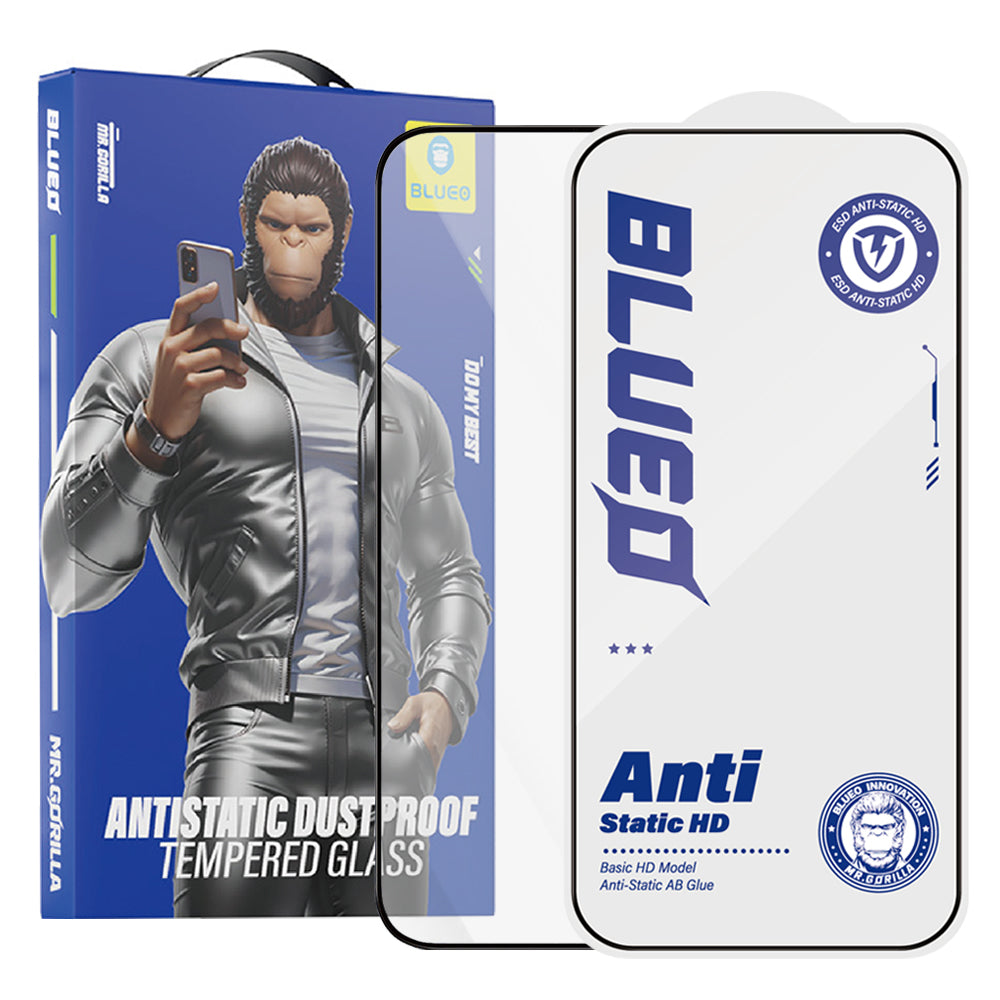 Zaštitna folija Ekran Blueo Anti-Static HD za Apple iPhone 15 Pro, Kaljeno Staklo, Full Glue, Crna