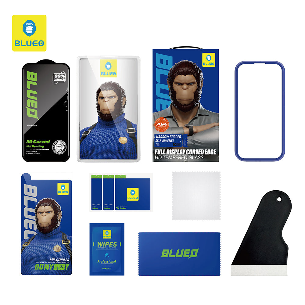 Zaštitna folija za ekran Blueo HD za Apple iPhone 16 Pro Max, Kaljeno staklo, Full Glue, 3D, Crna