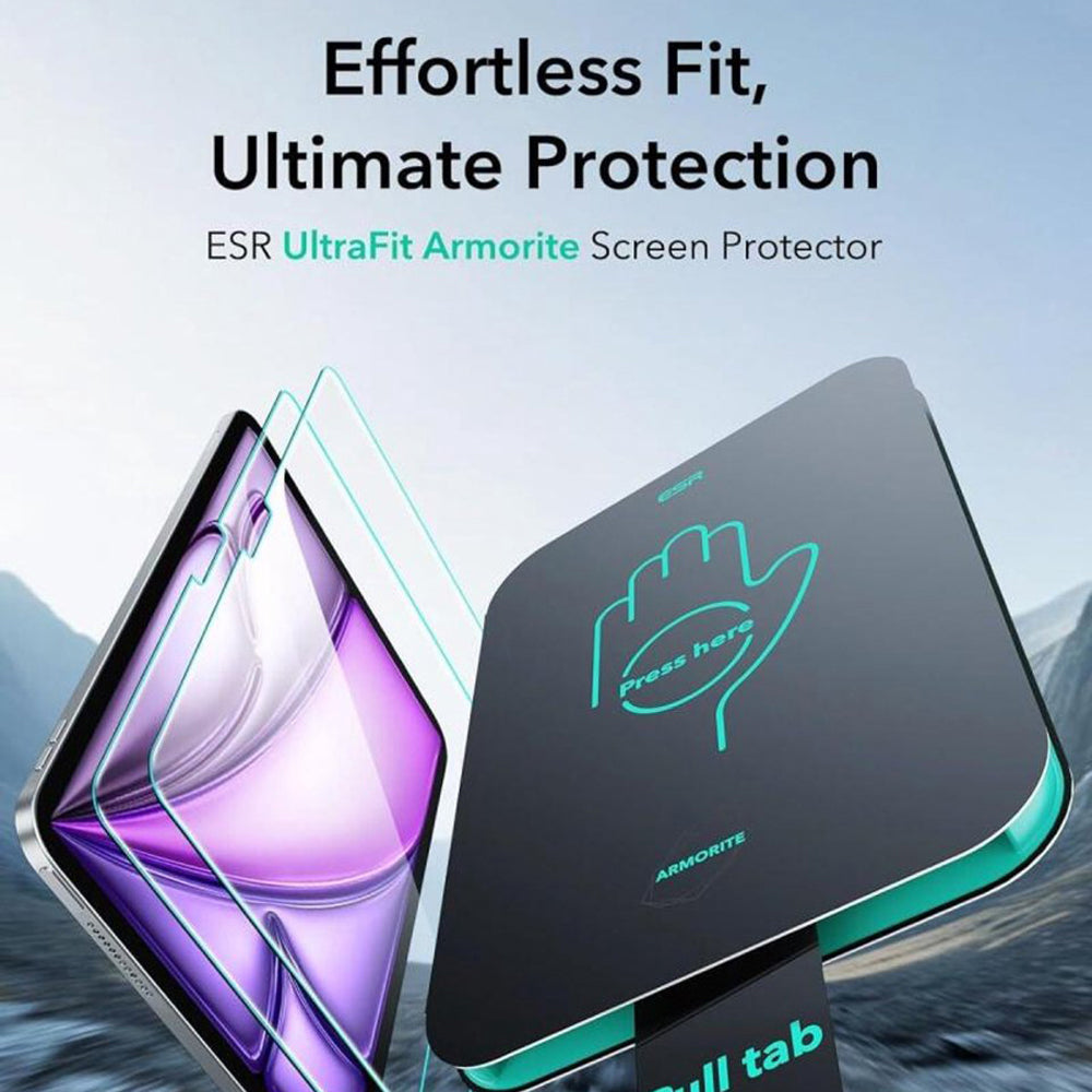 Zaštitna folija za ekran ESR Armorite UltraFit za Apple iPad Air 13 (2026) / Pro 13 (2025), Kaljeno staklo, Full Glue, Set 2 komada
