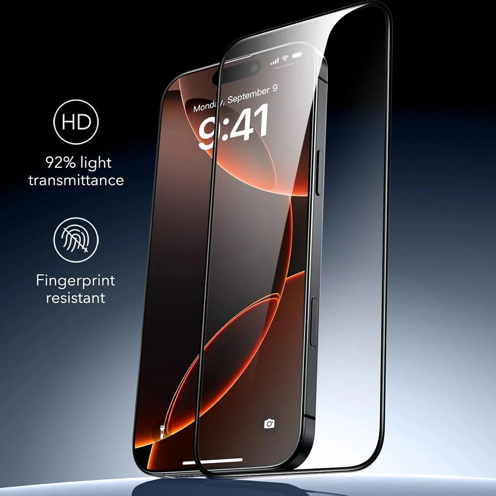 Folija za zaštitu ekrana ESR Armorite UltraFit za Apple iPhone 17 / 16 Pro, Kaljeno staklo, Full Glue, Set od 3 komada, Crna