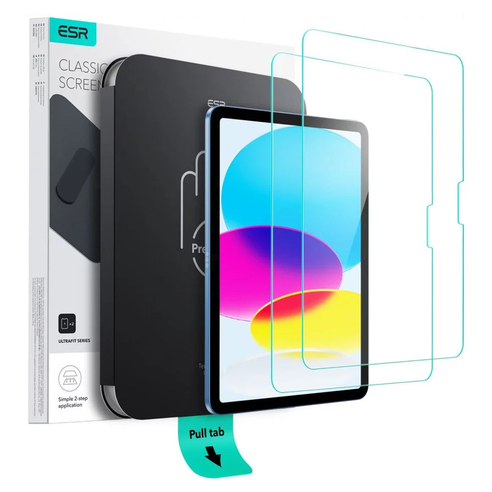 Zaštitna folija za ekran ESR UltraFit za Apple iPad (2025) / (2022), Kaljeno staklo, Full Glue, Set od 2 komada