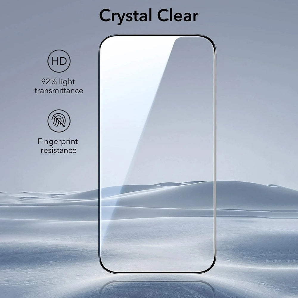Folija za zaštitu ekrana ESR UltraFit za Apple iPhone 17 / 16 Pro, Kaljeno staklo, Full Glue, Set od 3 komada