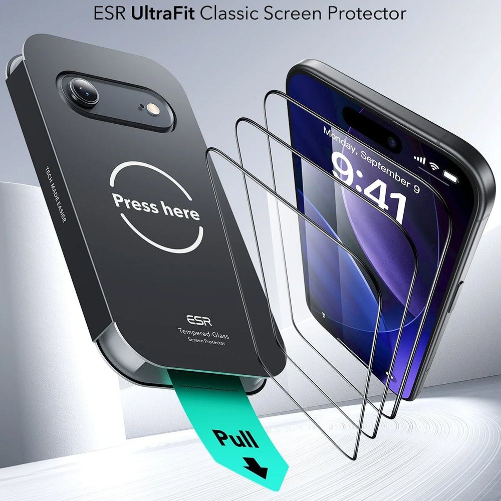 Zaštitna folija ESR UltraFit za ekran Apple iPhone 17 Air, Kaljeno staklo, Full Glue, Set od 3 komada.