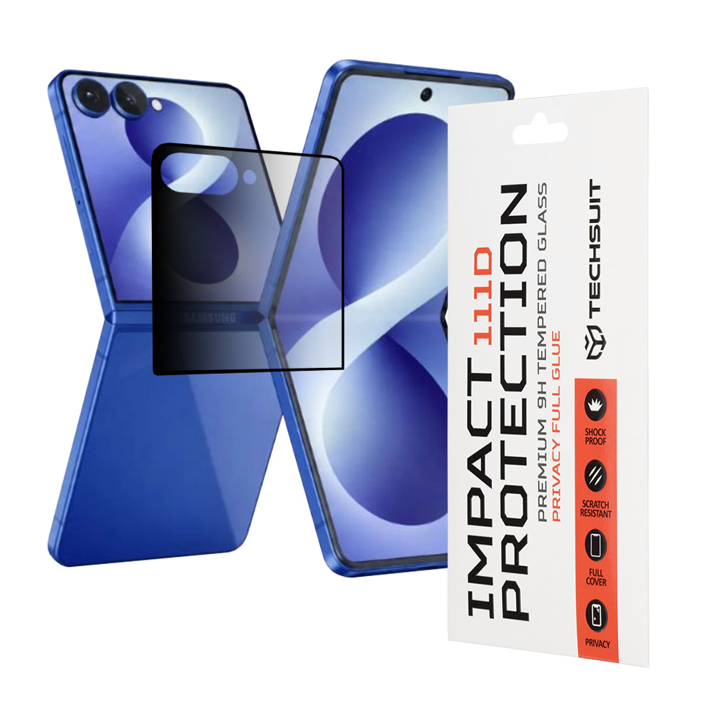 Zaštitna folija za spoljašnji ekran Privacy Techsuit za Samsung Galaxy Z Flip8 F776, Kaljeno staklo, Full Glue, 111D