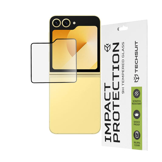 Zaštitna folija za spoljni ekran Techsuit za Samsung Galaxy Z Flip6 F741, Kaljeno staklo, Full Glue, 111D, Crna