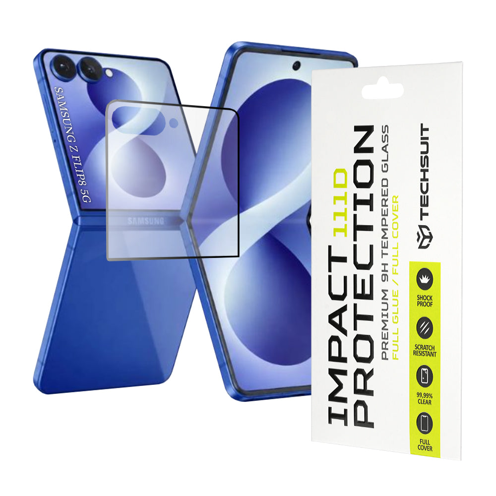 Zaštitna folija za spoljašnji ekran Techsuit za Samsung Galaxy Z Flip8 F776, Kaljeno staklo, Full Glue, 111D, Crna