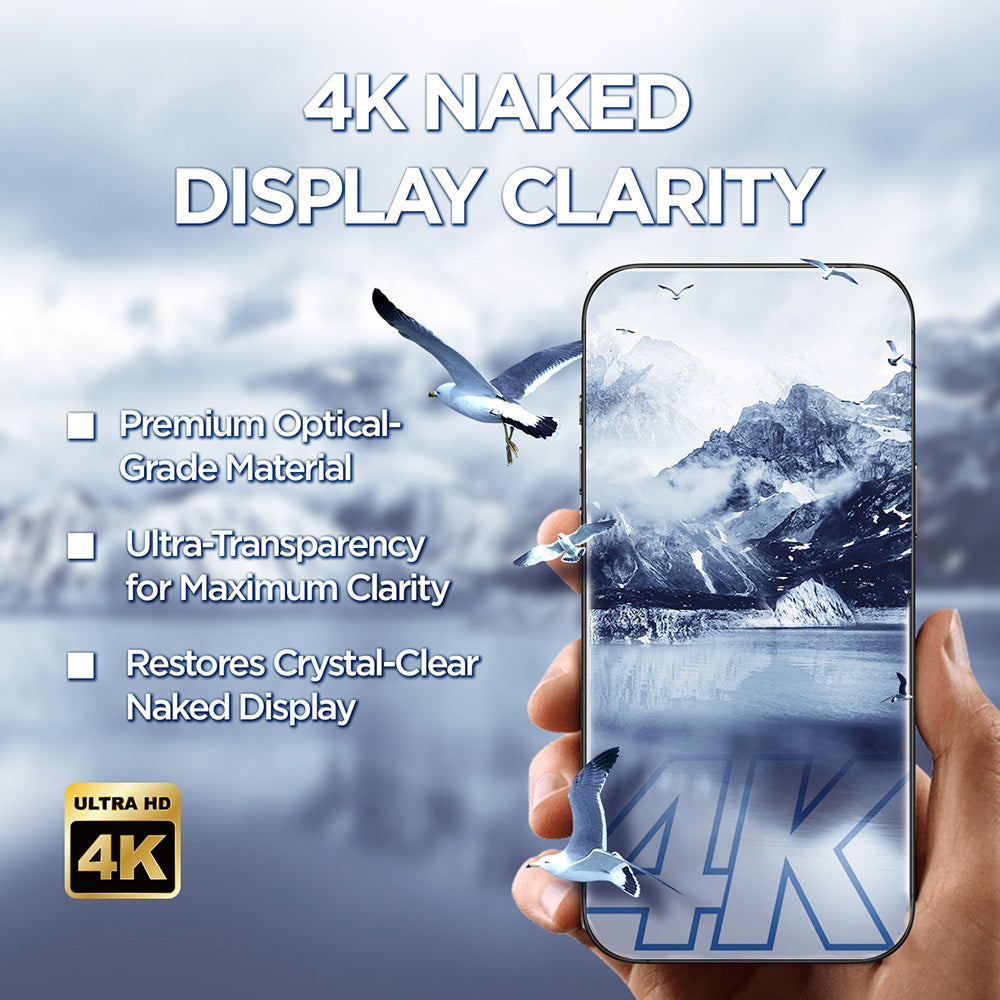 Zaštitna folija za ekran Lito D+ Max 4K za Apple iPhone 17 / 16 Pro, Kaljeno staklo, Full Glue, Crna