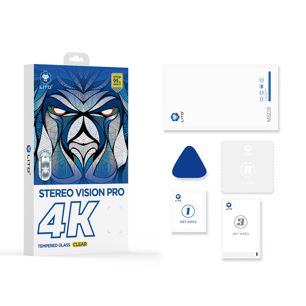 Zaštitna folija za ekran Lito D+ Max 4K za Apple iPhone 17 / 16 Pro, Kaljeno staklo, Full Glue, Crna