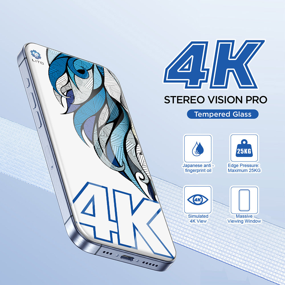 Zaštitna folija za ekran Lito D+ Max 4K za Apple iPhone 17 Pro, Kaljeno staklo, Full Glue, Crna