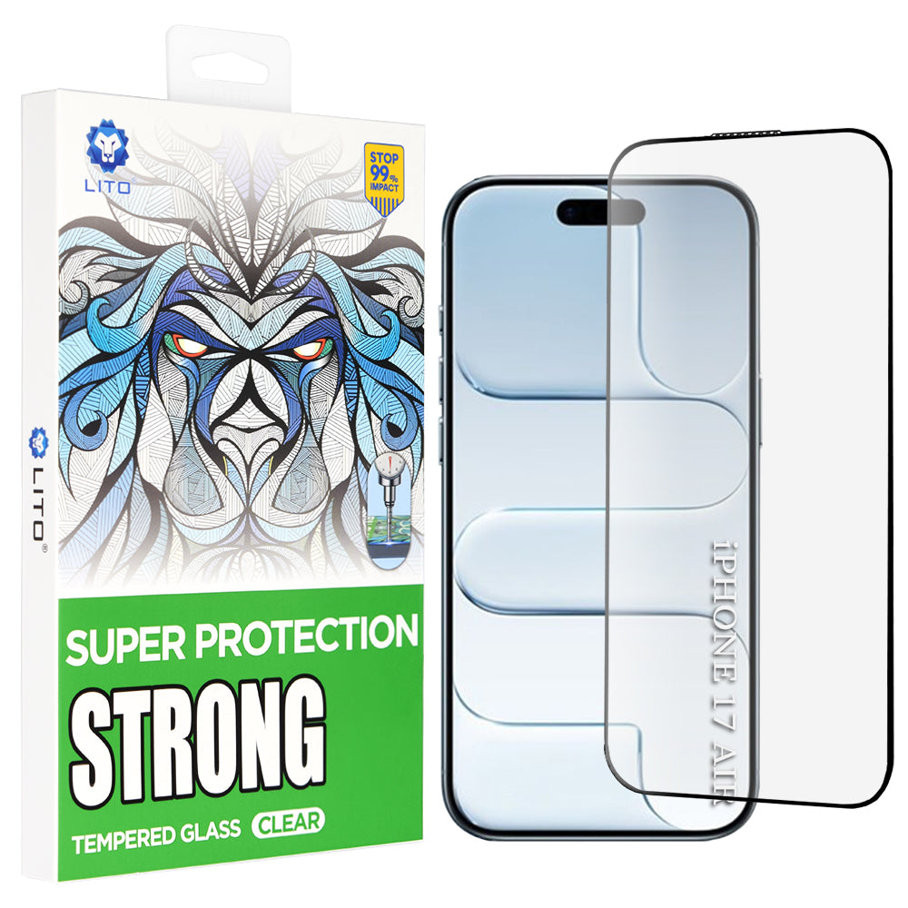 Folija za zaštitu ekrana Lito D+ Max Strong za Apple iPhone 17 Air, Kaljeno staklo, Full Glue, Crna