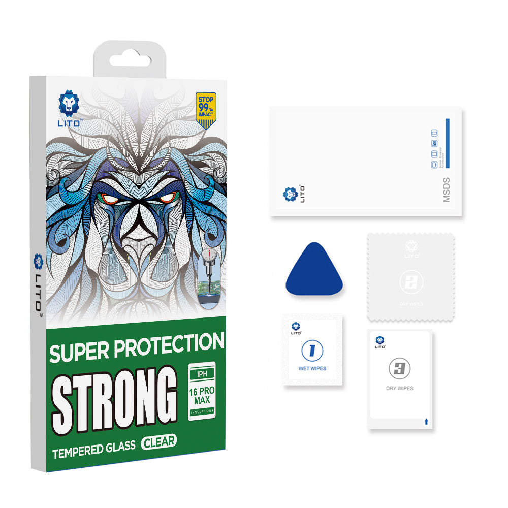 Folija za zaštitu ekrana Lito D+ Max Strong za Apple iPhone 17 Pro Max, Kaljeno staklo, Full Glue, Crna