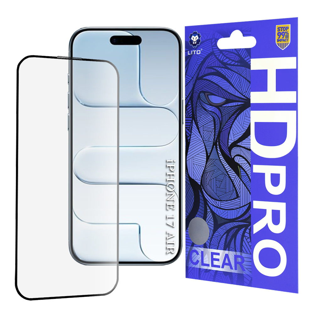 Folija za zaštitu ekrana Lito HD Pro Clear za Apple iPhone 17 Air, Kaljeno staklo, Full Glue, Crna