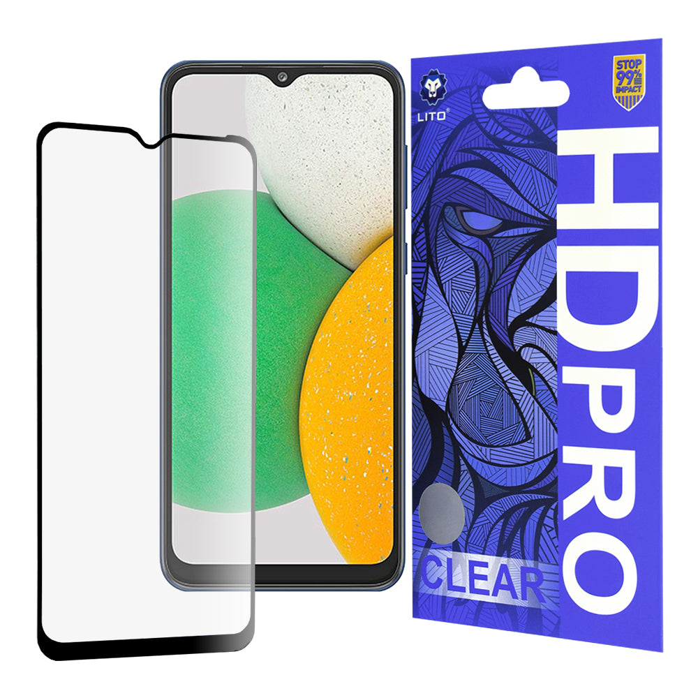 Zaštitna folija za ekran Lito HD Pro Clear za Samsung Galaxy A03 Core A032, Kaljeno staklo, Full Glue, Crna