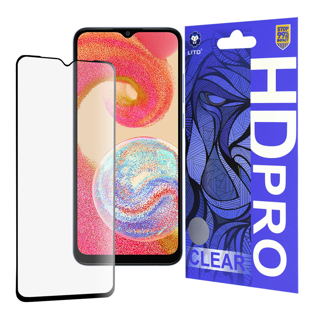 Zaštitna folija za ekran Lito HD Pro Clear za Samsung Galaxy A04e A042 / M04 M045, Kaljeno staklo, Full Glue, Crna