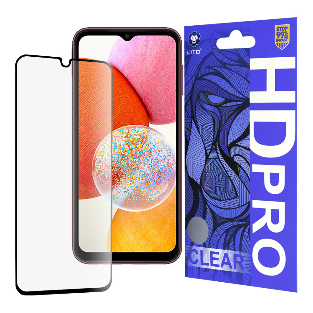 Zaštitna folija za ekran Lito HD Pro Clear za Samsung Galaxy A14 A145 / A14 5G A146, Kaljeno staklo, Full Glue, Crna