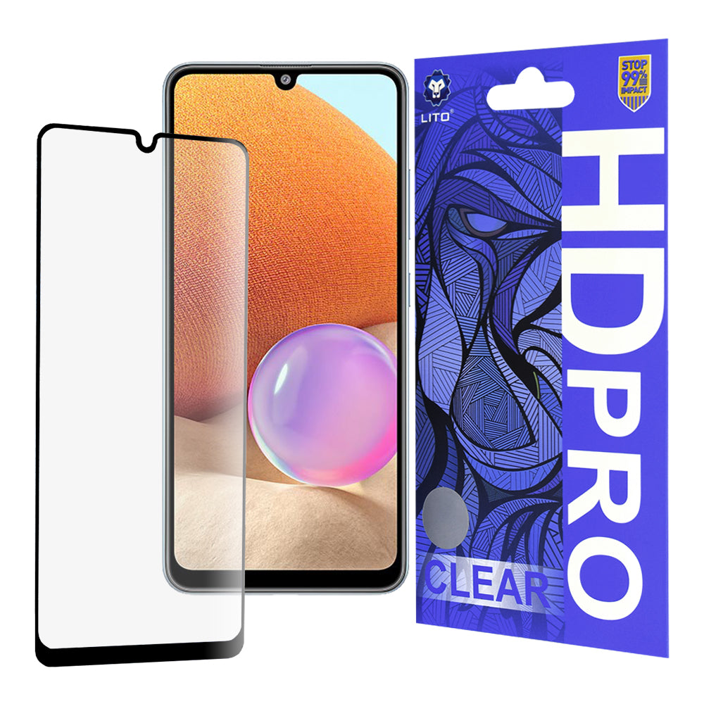 Zaštitna folija za ekran Lito HD Pro Clear za Samsung Galaxy A32 A325, Kaljeno staklo, Full Glue, Crna