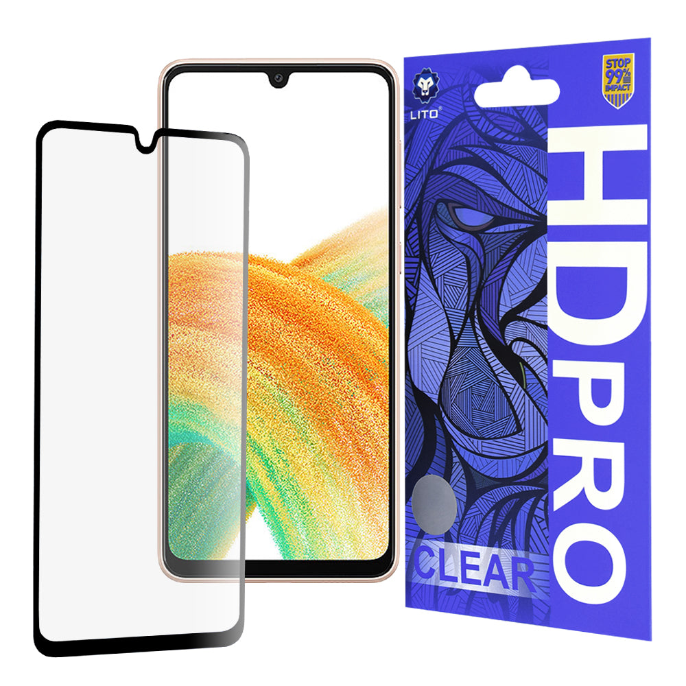Zaštitna folija za ekran Lito HD Pro Clear za Samsung Galaxy A33 5G A336, Kaljeno staklo, Full Glue, Crna
