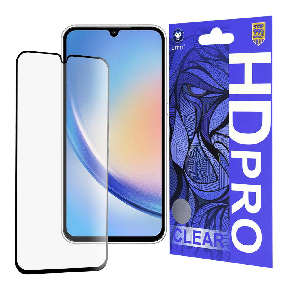 Zaštitna folija za ekran Lito HD Pro Clear za Samsung Galaxy A34 A346, Kaljeno staklo, Full Glue, Crna