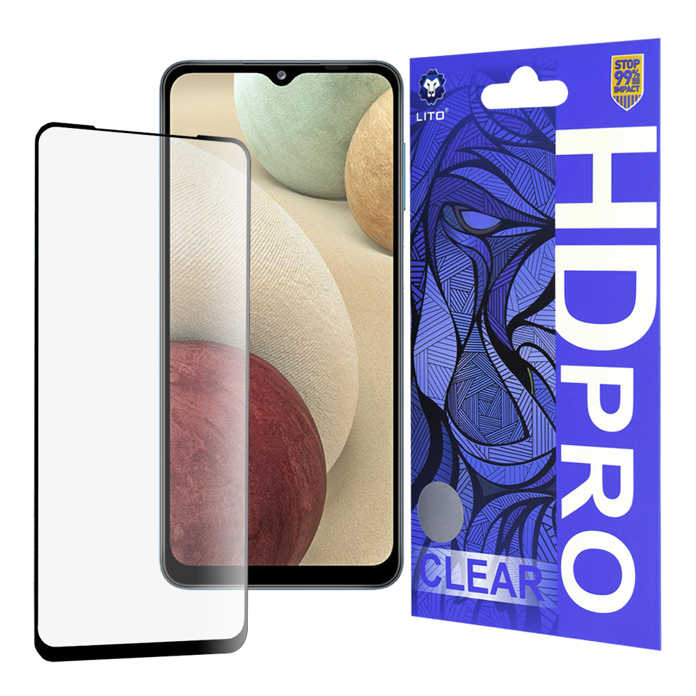 Zaštitna folija za ekran Lito HD Pro Clear za Samsung Galaxy F12 F127 / A12 Nacho A127 / M02 M022, Kaljeno staklo, Full Glue, Crna