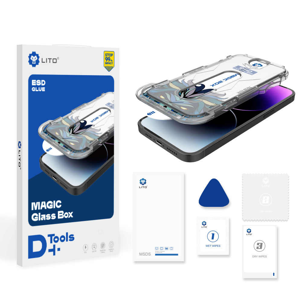 Zaštitna folija za ekran Lito Magic Glass Box D+ Tools za Apple iPhone 15, Kaljeno staklo, Full Glue