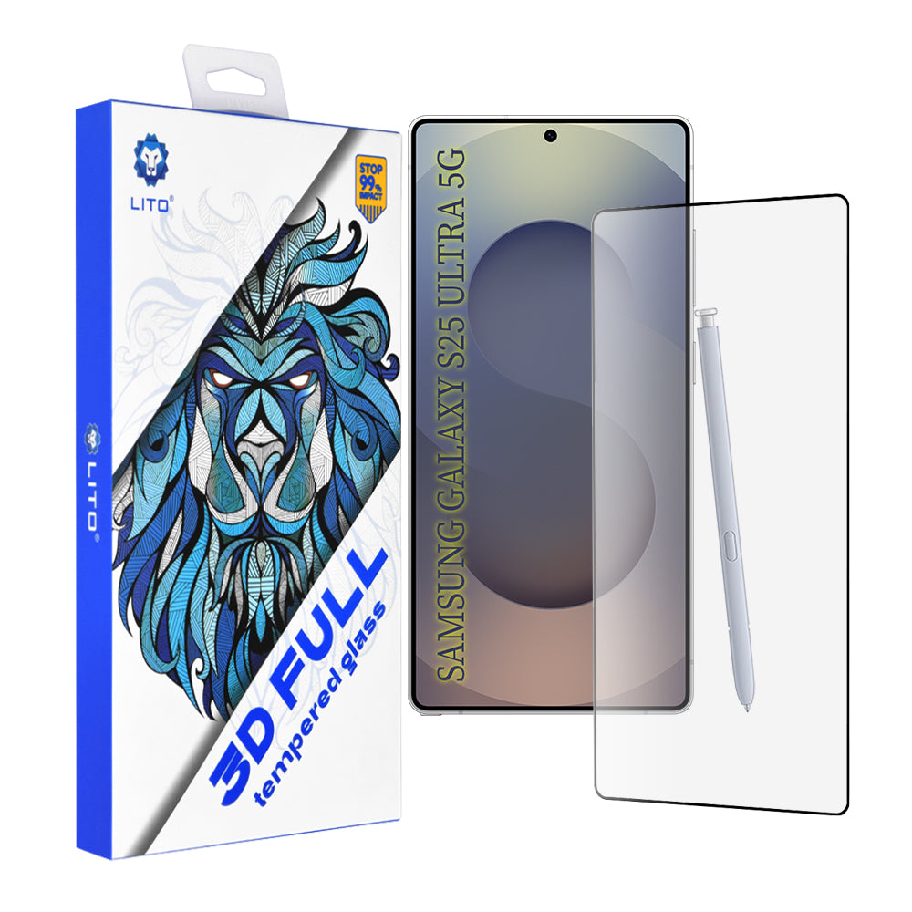 Zaštitna folija za ekran Lito za Samsung Galaxy S25 Ultra S938, Kaljeno staklo, Full Glue, 3D, Crna