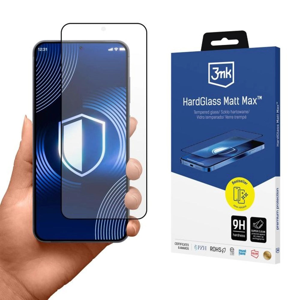 Folija za zaštitu ekrana Matte 3MK Max za Samsung Galaxy S26, Kaljeno staklo, Full Glue, Crna