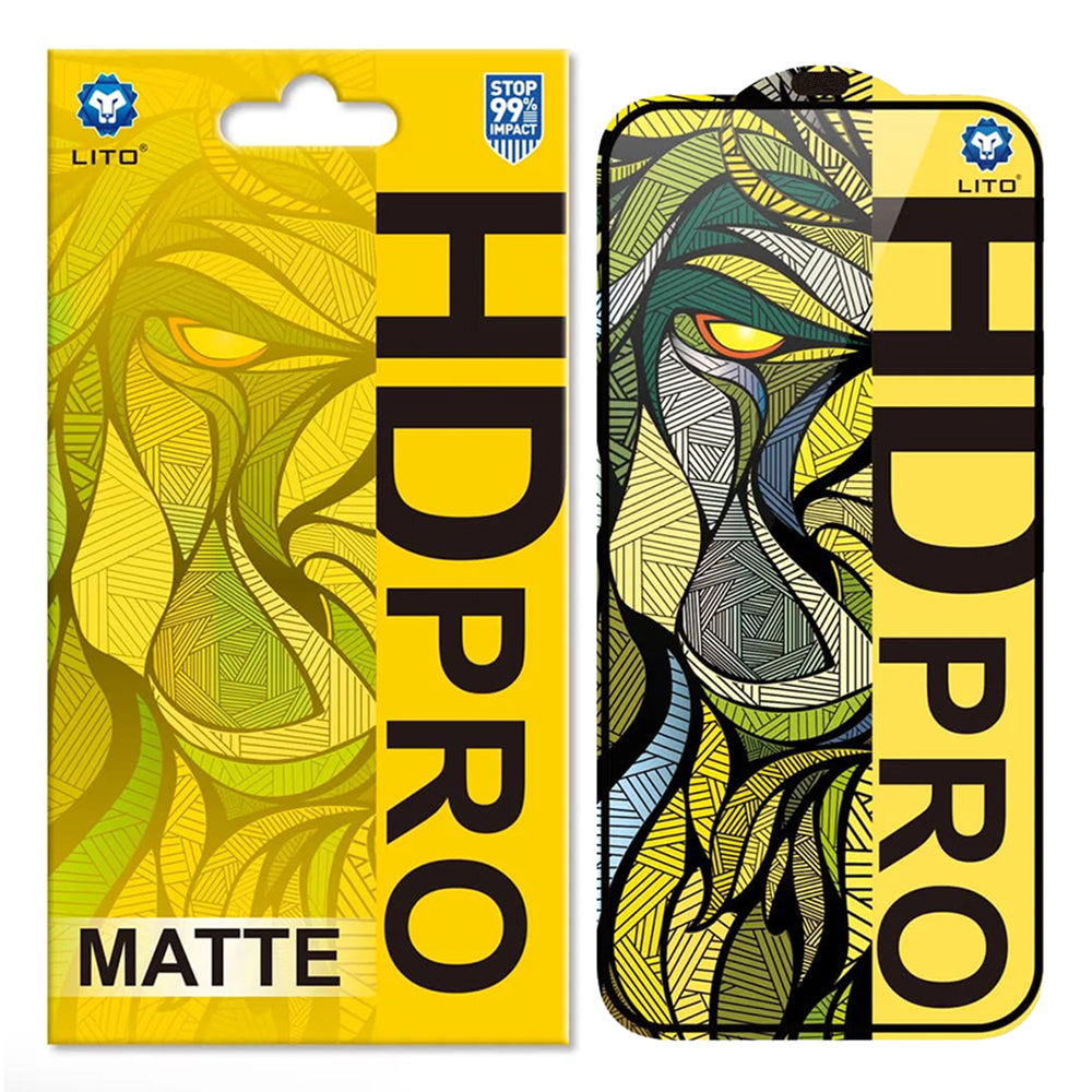 Zaštitna folija za ekran Matte Lito HD Pro za Apple iPhone 16, Kaljeno staklo, Full Glue, Crna