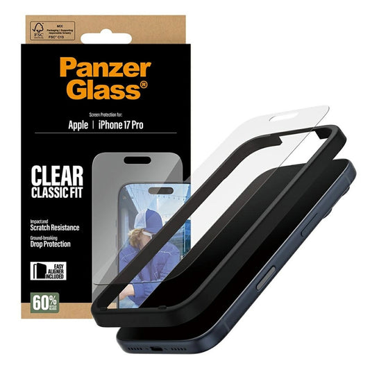 Folija za zaštitu ekrana PanzerGlass Classic Fit EasyAligner za Apple iPhone 17 Pro, Kaljeno staklo, Full Glue
